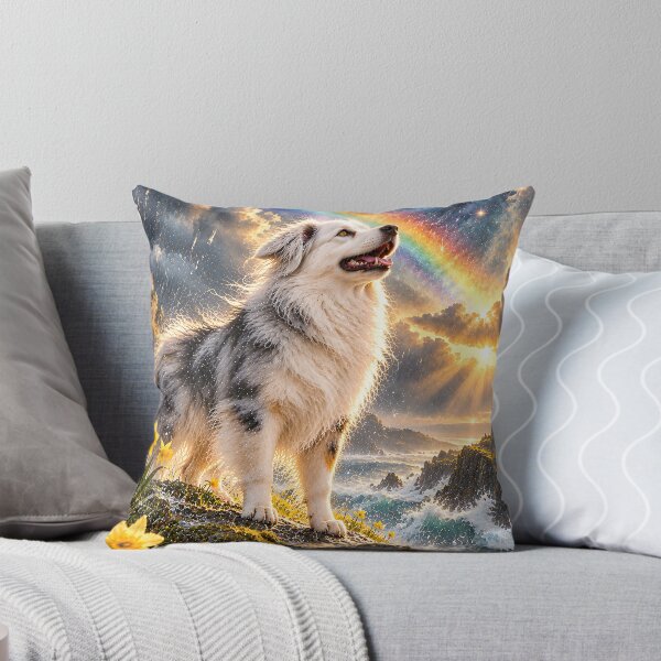 Item preview, Australian Shepherd under rainbow in space designed and sold by knuppify.