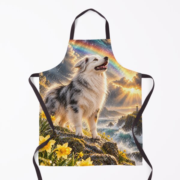 Item preview, Australian Shepherd under rainbow in space designed and sold by knuppify.