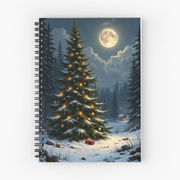 Item preview, Moonlit Christmas Tree Winter Night Scene with Snow Forest designed and sold by Connys Colorful World.