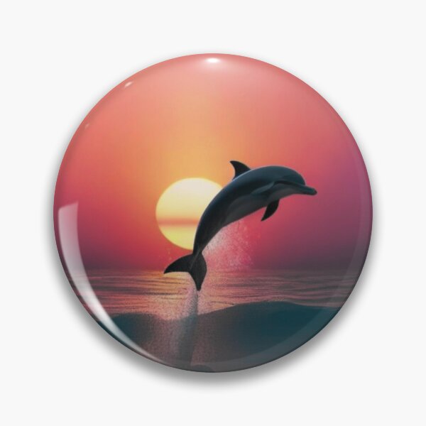 Artikelvorschau, Dolphin Jumping at Sunset Ocean | Retro Vintage Pink Orange Sea Aesthetic entworfen und verkauft von ZrnzoDesign.