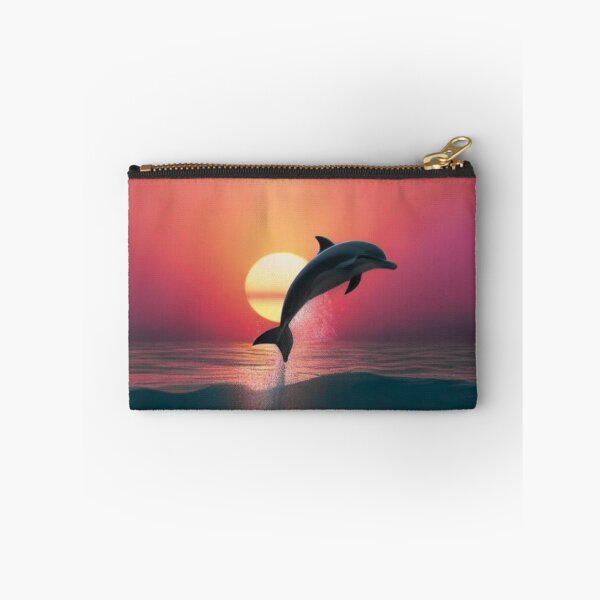 Item preview, Dolphin Jumping at Sunset Ocean | Retro Vintage Pink Orange Sea Aesthetic designed and sold by ZrnzoDesign.