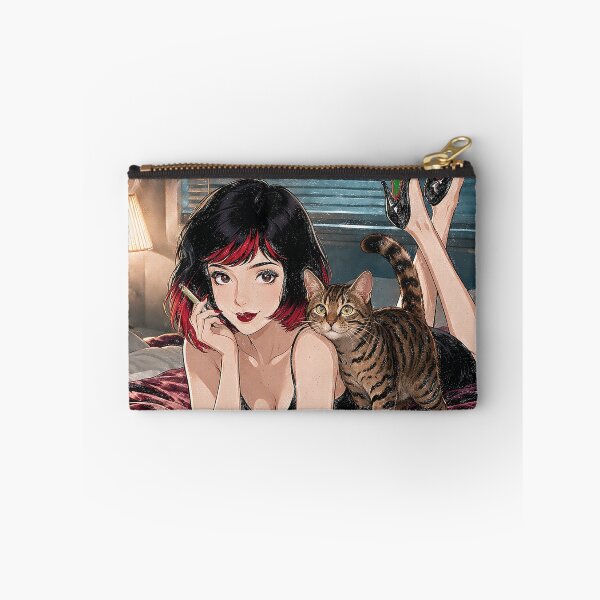 Item preview, Midnight Reggae Cat Lady Cozy Retro Bedroom Anime Art designed and sold by Hen-C-Art.