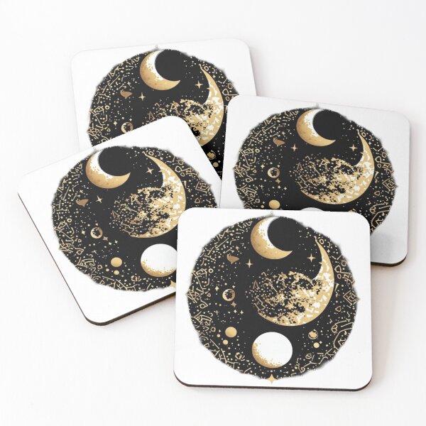 Item preview, Golden Lunar Phases Esoteric Star Charting designed and sold by AuraCelestial.