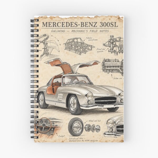 Item preview, Mercedes-Benz 300SL Gullwing – Mechanic’s Field Notes designed and sold by Russell Thorne.
