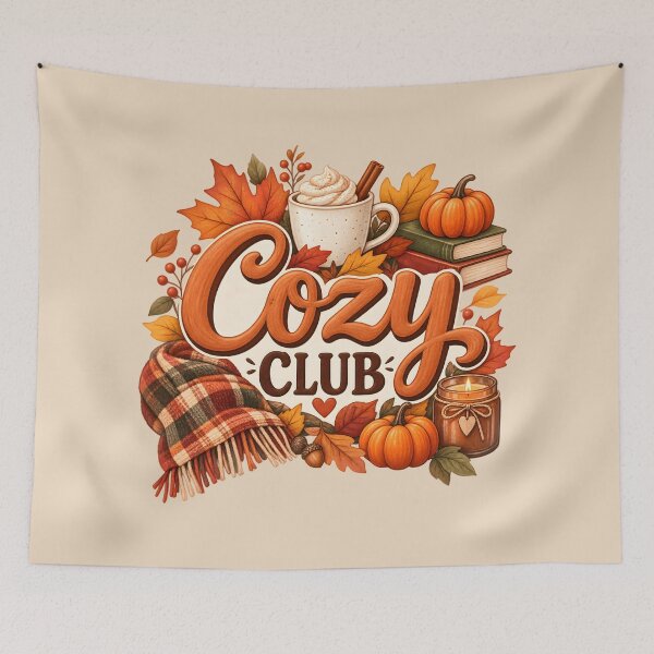 Item preview, Cozy Club – Autumn Coffee, Pumpkins & Fall Leaves designed and sold by blankTeeShirt.