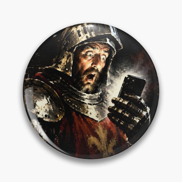 Item preview, Shocked Medieval Crusader Knight Armor with Smartphone Art designed and sold by GrinGalore.