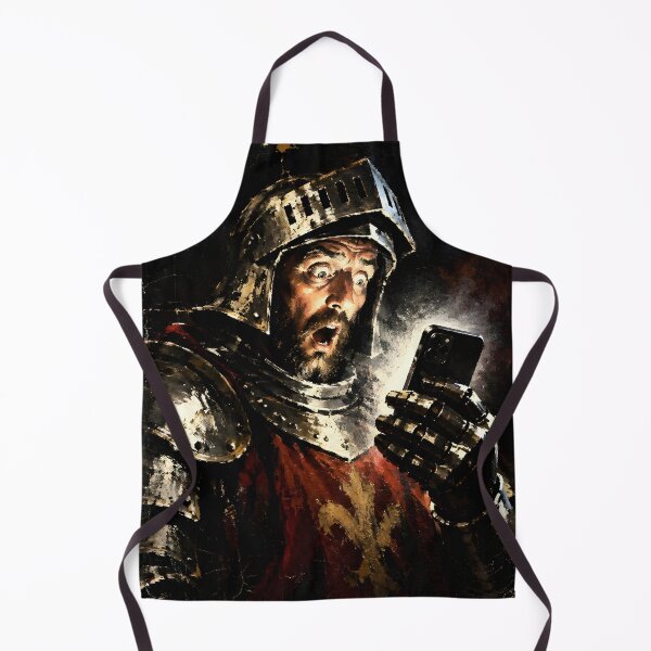 Item preview, Shocked Medieval Crusader Knight Armor with Smartphone Art designed and sold by GrinGalore.