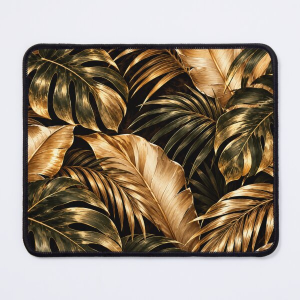Item preview, Luxury Gold Tropical Leaves on Black Background – Elegant Botanical Jungle Artwork designed and sold by MoodLay.