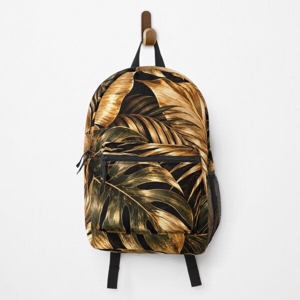 Item preview, Luxury Gold Tropical Leaves on Black Background – Elegant Botanical Jungle Artwork designed and sold by MoodLay.