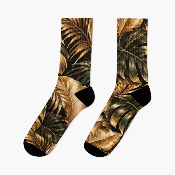 Item preview, Luxury Gold Tropical Leaves on Black Background – Elegant Botanical Jungle Artwork designed and sold by MoodLay.