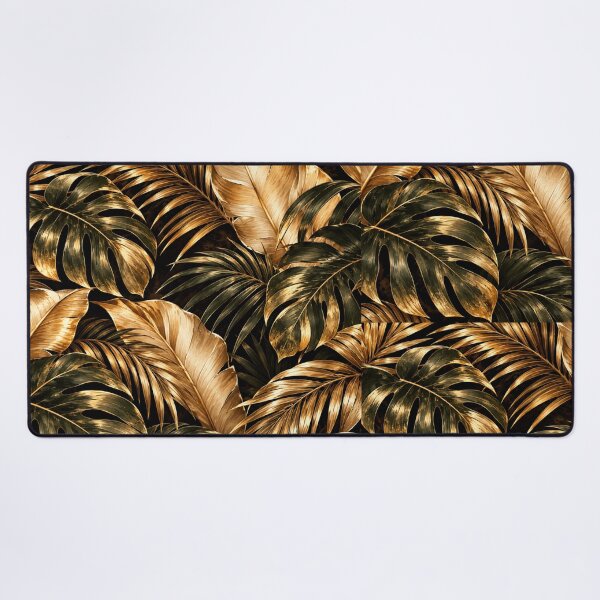 Item preview, Luxury Gold Tropical Leaves on Black Background – Elegant Botanical Jungle Artwork designed and sold by MoodLay.