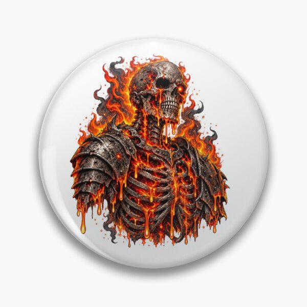 Item preview, Molten Skeleton Warrior – Flaming Skull Dark Fantasy designed and sold by Vexa Tees.