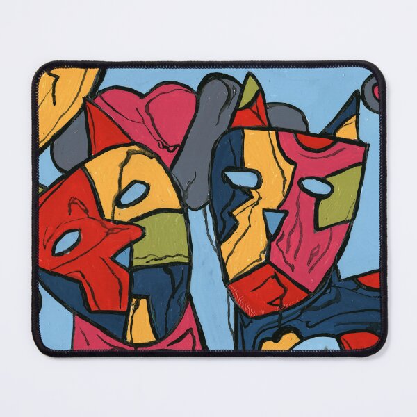 Item preview, Colorful Abstract Masks Expressive CoBrA Painting designed and sold by Dwaalhaas.com.