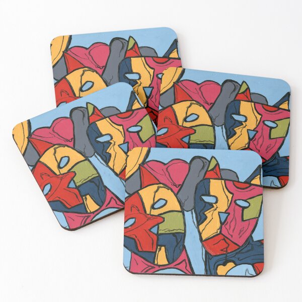 Item preview, Colorful Abstract Masks Expressive CoBrA Painting designed and sold by Dwaalhaas.com.