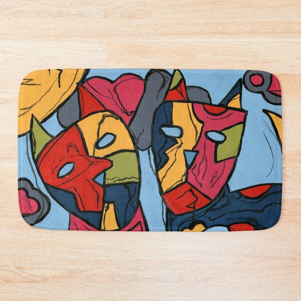 Item preview, Colorful Abstract Masks Expressive CoBrA Painting designed and sold by Dwaalhaas.com.