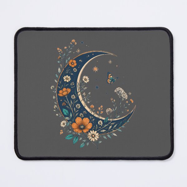 Item preview, Floral Crescent Moon with Butterfly Art designed and sold by Supertango.