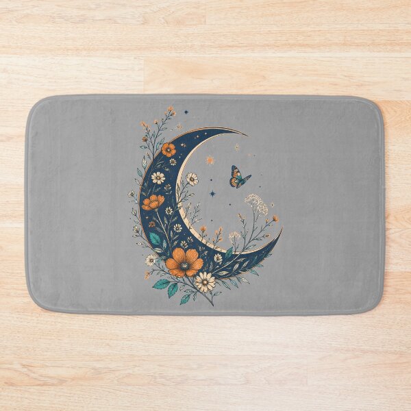 Item preview, Floral Crescent Moon with Butterfly Art designed and sold by Supertango.