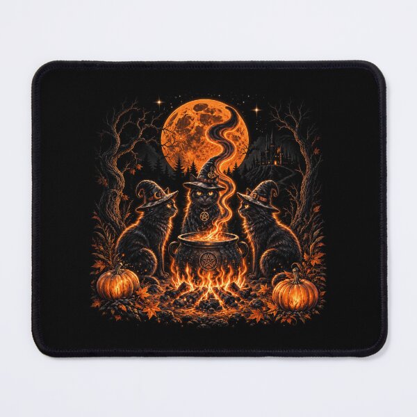 Item preview, Black Cat Witches Cauldron Ritual Under Harvest Moon designed and sold by DestiniHill.