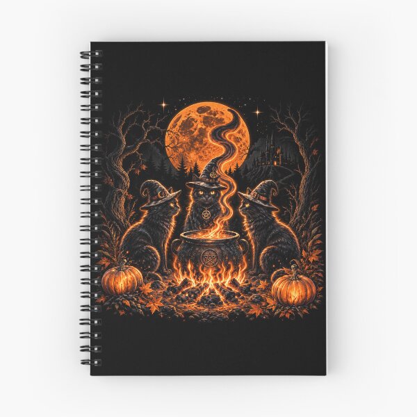 Item preview, Black Cat Witches Cauldron Ritual Under Harvest Moon designed and sold by DestiniHill.