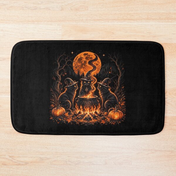 Item preview, Black Cat Witches Cauldron Ritual Under Harvest Moon designed and sold by DestiniHill.