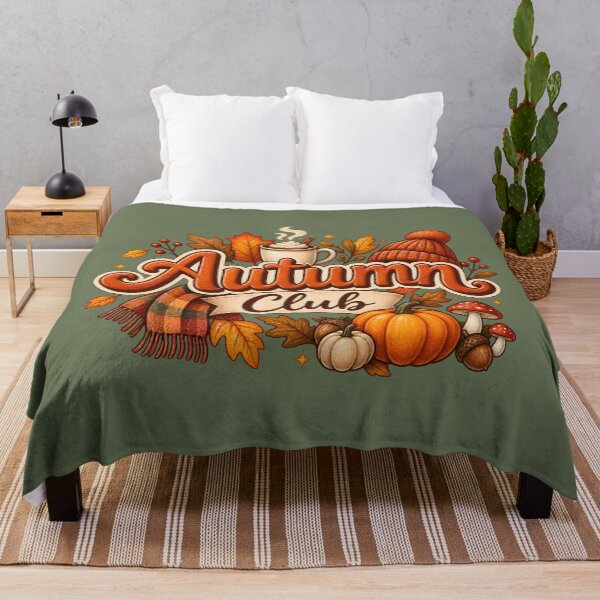 Item preview, Autumn Club – Cozy Fall Season with Pumpkin, Coffee & Leaves designed and sold by blankTeeShirt.