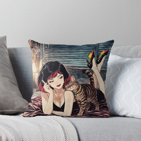 Item preview, Late Night Chill Cat Lady Reggae Vibes Bedroom Anime Art designed and sold by Hen-C-Art.