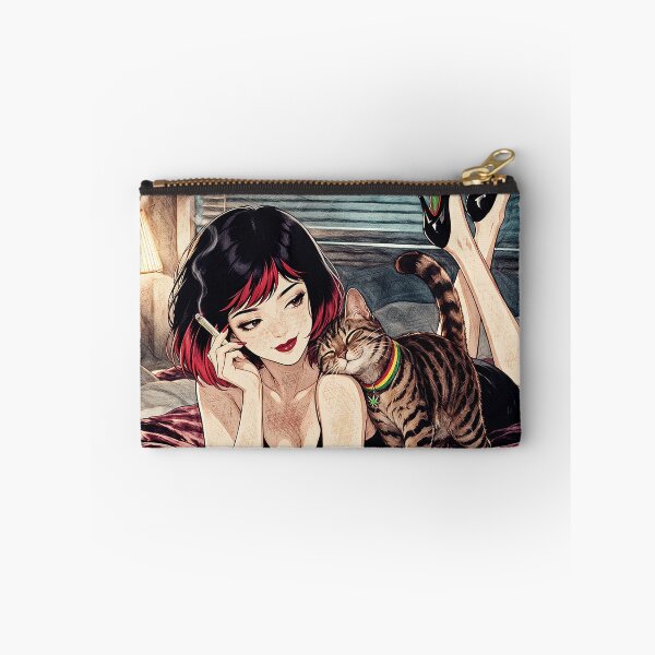 Item preview, Late Night Chill Cat Lady Reggae Vibes Bedroom Anime Art designed and sold by Hen-C-Art.
