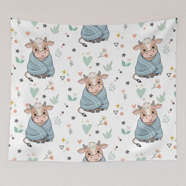 Item preview, Cute Cow Seamless Pattern designed and sold by prapapon.