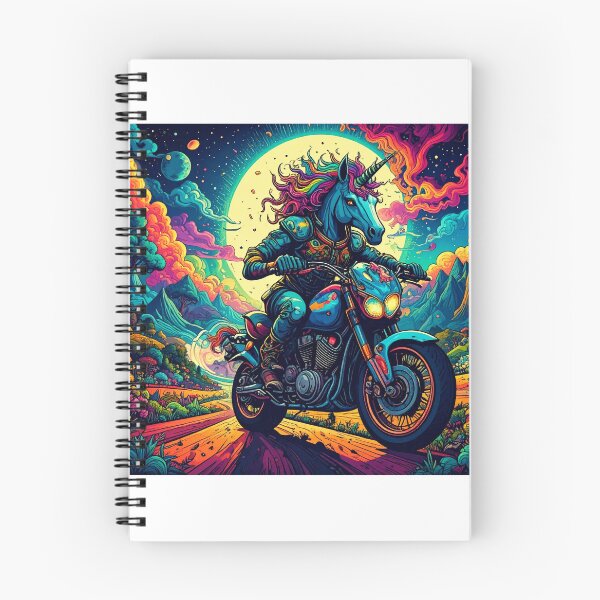 Item preview, psychedelic unicorn on a motorcycle designed and sold by BADESIGNZZ.