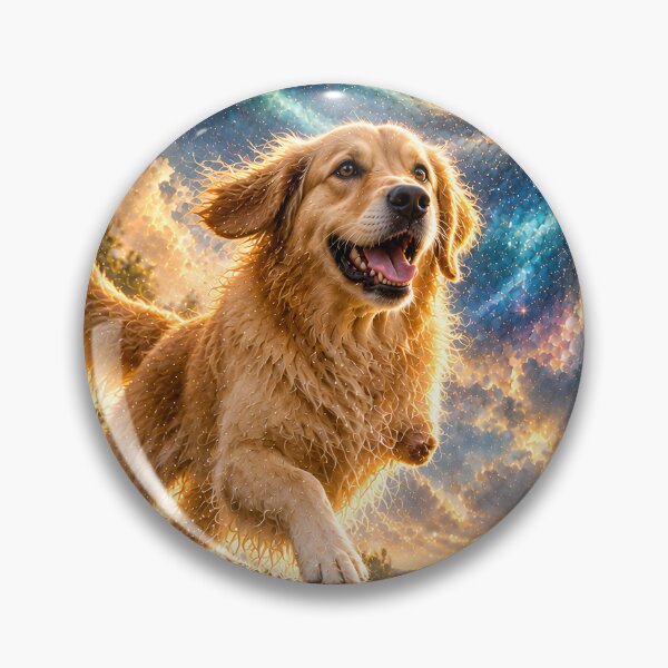 Item preview, Three-legged Golden Retriever in the water under a galaxy sky designed and sold by knuppify.
