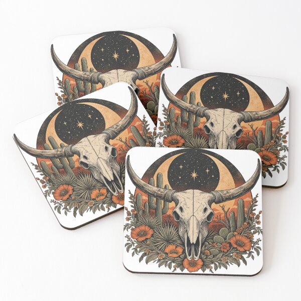 Item preview, Western Longhorn Skull Desert Moon designed and sold by kobsana.
