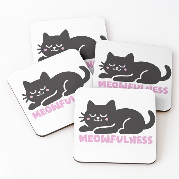 Item preview, Meowfulness Cute Black Cat Mindfulness Funny Pun designed and sold by dobfstore.