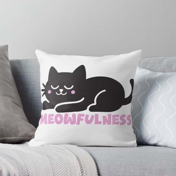 Item preview, Meowfulness Cute Black Cat Mindfulness Funny Pun designed and sold by dobfstore.