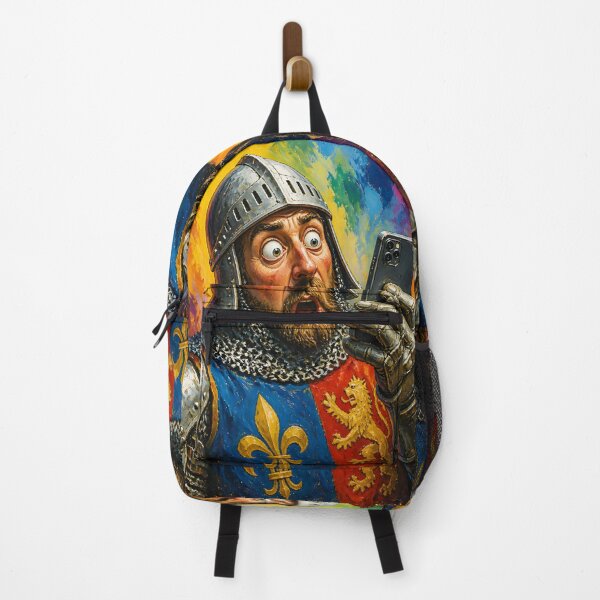 Item preview, Caricature Medieval Crusader Knight Armor with Smartphone Colorful Art designed and sold by GrinGalore.