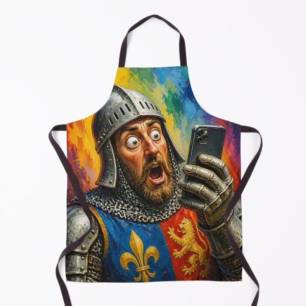 Item preview, Caricature Medieval Crusader Knight Armor with Smartphone Colorful Art designed and sold by GrinGalore.