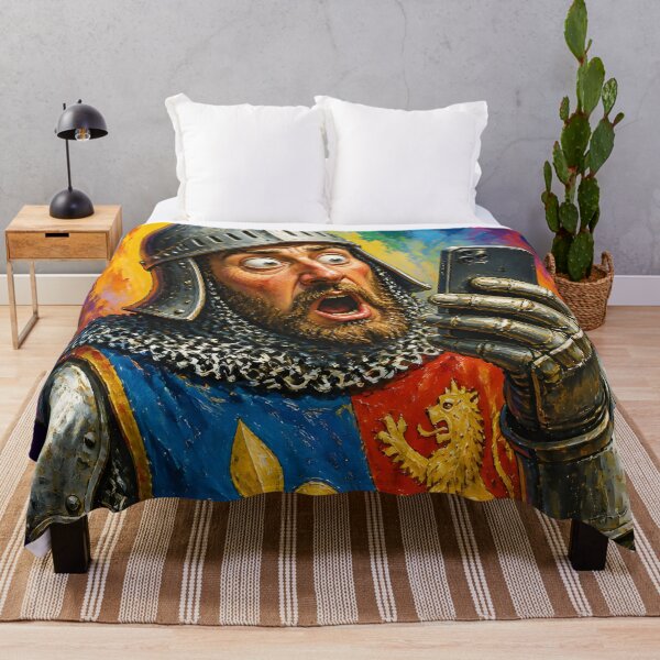 Item preview, Caricature Medieval Crusader Knight Armor with Smartphone Colorful Art designed and sold by GrinGalore.