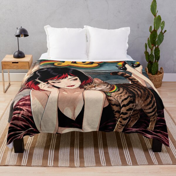 Item preview, Sweet Love Retro Reggae Cat Lady Bedroom Pop Art designed and sold by Hen-C-Art.