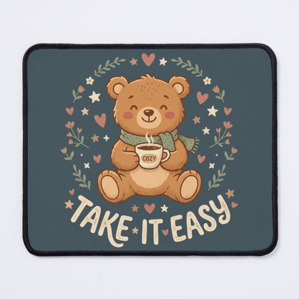 Item preview, Take It Easy Cute Teddy Bear Coffee Cozy Aesthetic designed and sold by RajDeals.