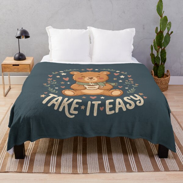 Item preview, Take It Easy Cute Teddy Bear Coffee Cozy Aesthetic designed and sold by RajDeals.