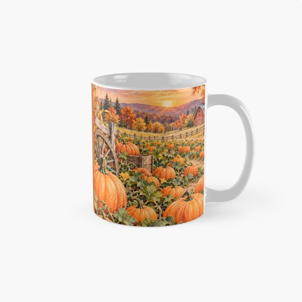 Item preview, Autumn Pumpkin Farm at Sunset – Cozy Fall Harvest Landscape designed and sold by blankTeeShirt.