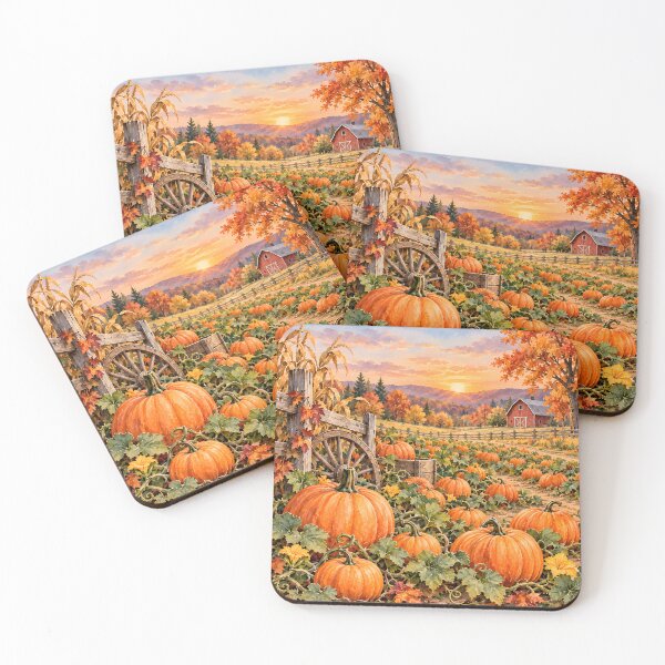Item preview, Autumn Pumpkin Farm at Sunset – Cozy Fall Harvest Landscape designed and sold by blankTeeShirt.