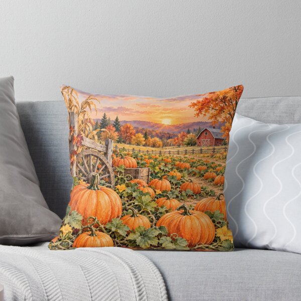 Item preview, Autumn Pumpkin Farm at Sunset – Cozy Fall Harvest Landscape designed and sold by blankTeeShirt.