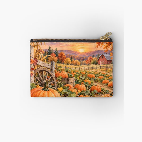 Item preview, Autumn Pumpkin Farm at Sunset – Cozy Fall Harvest Landscape designed and sold by blankTeeShirt.