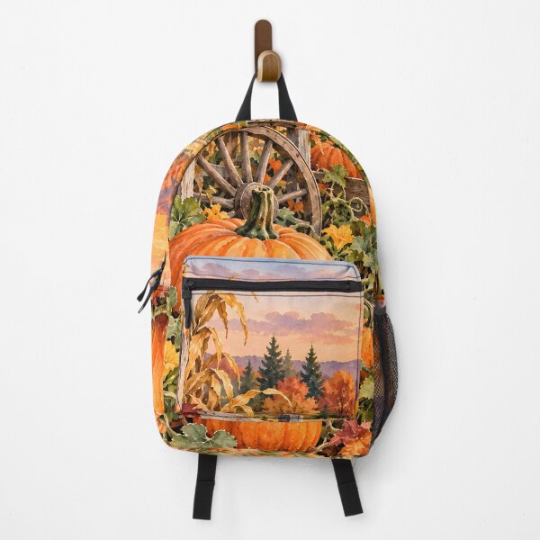Item preview, Autumn Pumpkin Farm at Sunset – Cozy Fall Harvest Landscape designed and sold by blankTeeShirt.