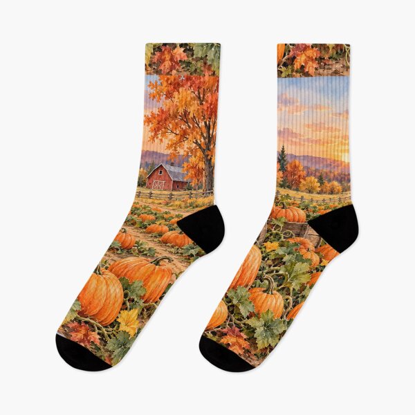 Item preview, Autumn Pumpkin Farm at Sunset – Cozy Fall Harvest Landscape designed and sold by blankTeeShirt.