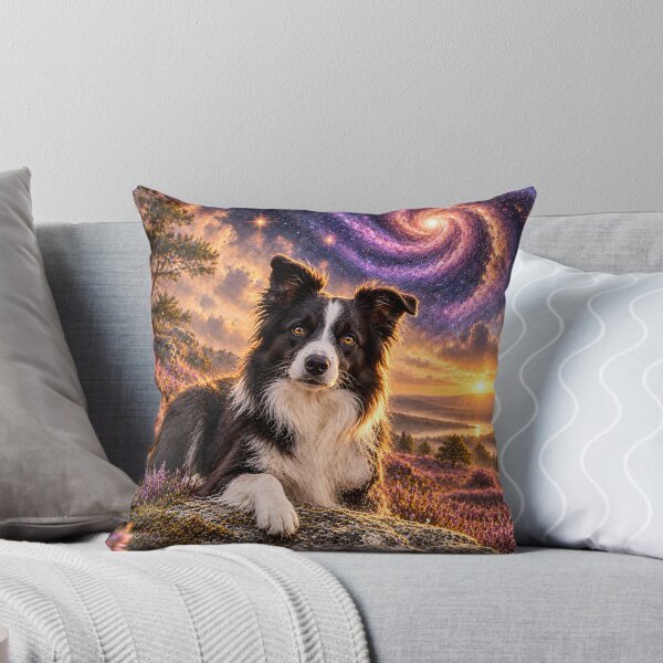 Item preview, Three-legged Border Collie on a flower meadow in galaxy space designed and sold by knuppify.