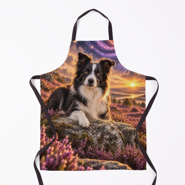 Item preview, Three-legged Border Collie on a flower meadow in galaxy space designed and sold by knuppify.