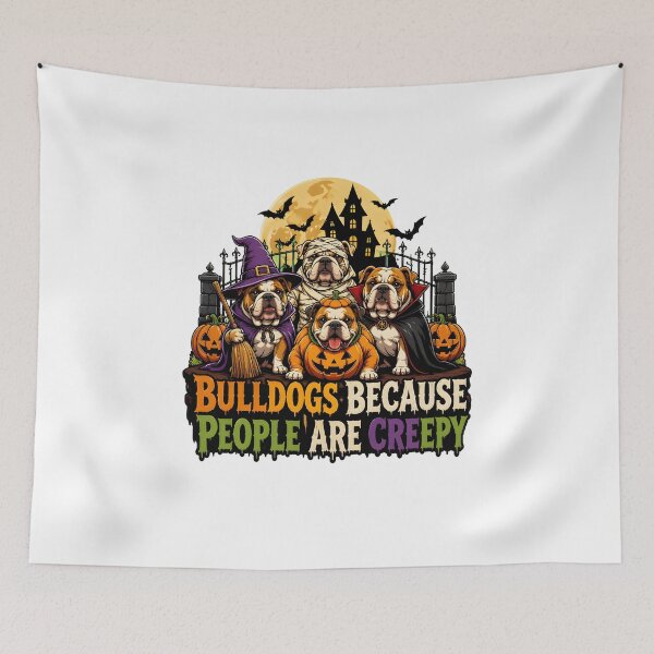 Item preview, Bulldogs Halloween Ghost Vampire Pumpkin Skeleton Costumes designed and sold by OlyvieArt.