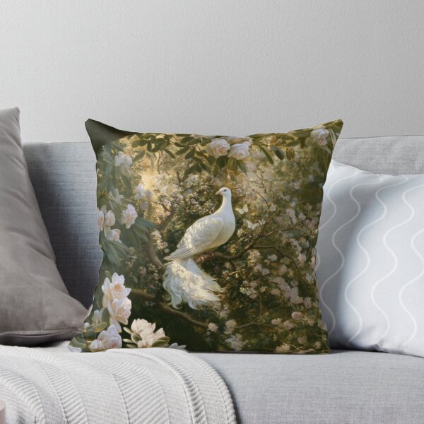 Item preview, A magnificent Caladrius perched gracefully upon the branch of an ancient flowering tree in a sunlit medieval gardens, Fantasy & Mythological Creatures designed and sold by CDC40.
