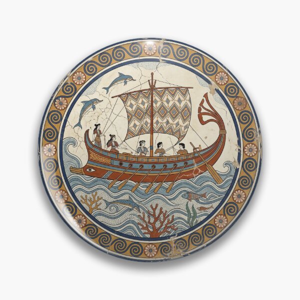 Item preview, The Akrotiri Regatta: Minoan Bronze Age Maritime Fresco Plate Art designed and sold by FreiherrPK.